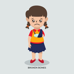 Sick teenage girl kids character design illustration