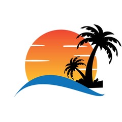 Fototapeta na wymiar Beach Logo Template Shape Vector Emblem Shape Concept Creative Symbol.