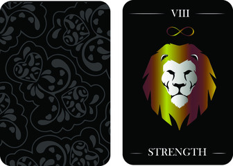 tarot cards old arcana STRENGTH vector shirt card pattern