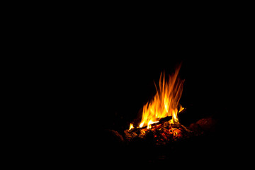 fire burning in the fireplace