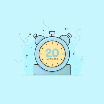 20 minutes alarm clock, timer, stopwatch vector time symbol. 20 minutes vector icon flat illustration.
