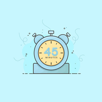 45 minutes alarm clock, timer, stopwatch vector time symbol. 45 minutes vector icon flat illustration.