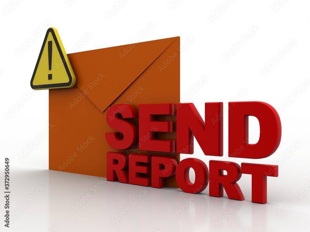 Poster 3d rendering file folder with exclamation mark
