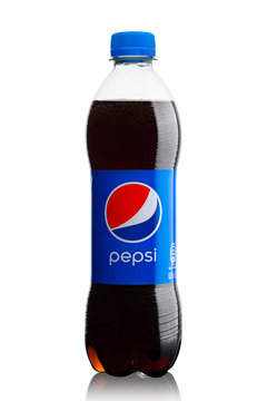 LONDON, UK - JUNE 9, 2017: Bottle of Pepsi Cola soft drink on white.American multinational food and beverage company