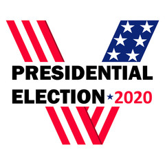 Presidential Election 2020. banner with text and american flag. Patriotic illustration. November, 3. Сoncept of Freedom and Democracy. Creative logo, icon, banner. election day in the USA.