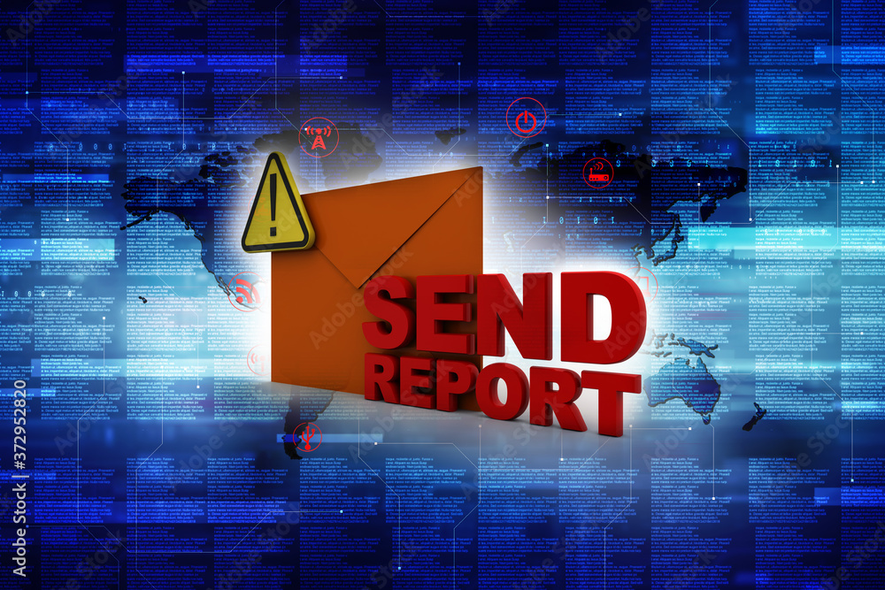 Poster 3d rendering file folder with exclamation mark