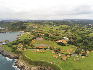 Fototapeta na wymiar Candas, coastal village in Asturias,Spain. Aerial Drone Photo