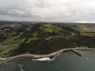 Candas, coastal village in Asturias,Spain. Aerial Drone Photo