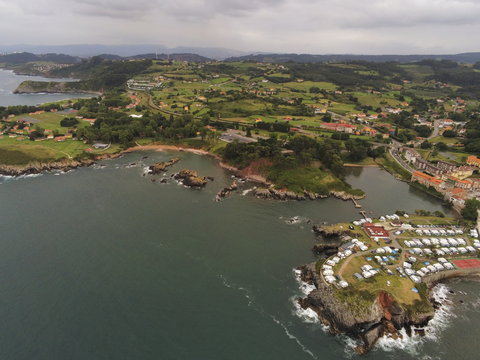 Candas, coastal village in Asturias,Spain. Aerial Drone Photo