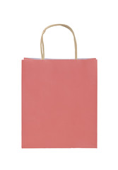Pink paper shopping bag isolated on white