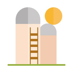 agriculture and farming silo storage grain and stairs flat icon style © Stockgiu