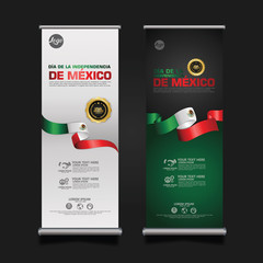 Mexico Independence Day Celebration, roll up banner set design Vector Template