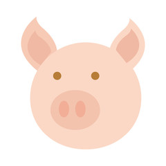 agriculture farm pig animal head cartoon flat icon style