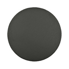Round black slate board isolated on white
