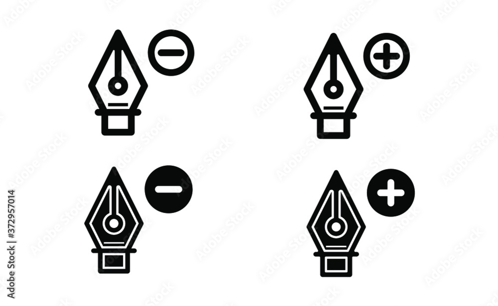 Fototapete pen tool with an add remove point linear icon vector, black and white version