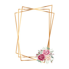 Floral wedding invitation card with rose,cotton,succulent,eucalypyus leaves in watercolor style.