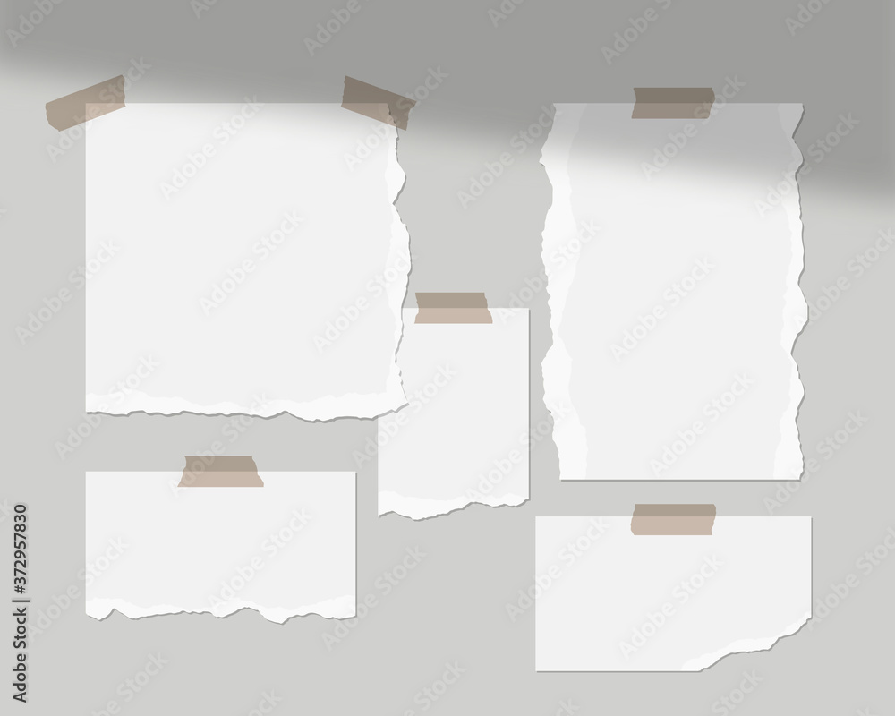 Poster mood board mockup template. empty sheets of white paper on the wall with shadow overlay. mockup vect