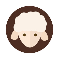cute sheep head animal cartoon block and flat icon
