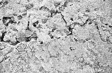Distress old cracked concrete vector texture. EPS8 illustration. Black and white grunge background. Stone, asphalt, plaster .