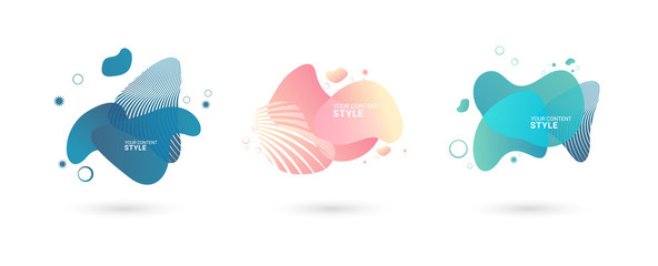 abstract colorful modern graphic elements. blue and pink colored forms and line. Gradient abstract banners with flowing liquid shapes. Template for the design of a logo, flyer or presentation. Vector.