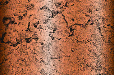 Distressed overlay texture of golden cracked concrete, stone or asphalt. Grunge background. Abstract halftone vector.