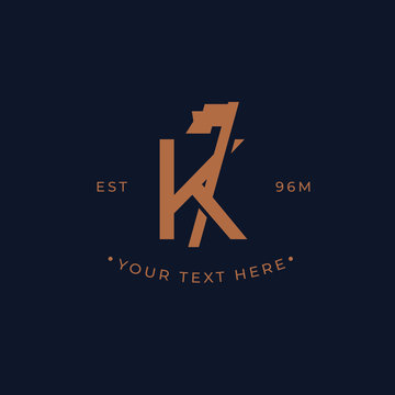 Letter K logo with flag. creative minimal monogram symbol. Universal elegant vector sign design. Premium business logotype. Graphic alphabet symbol for corporate business identity