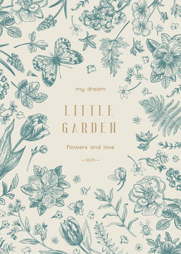 Floral frame with butterfly.