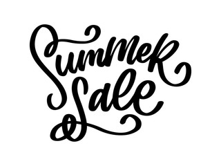 Trendy floral vector template. Summer flowers and Summer sale lettering illustration.