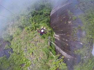 Paragliding point of view over brazilian beach