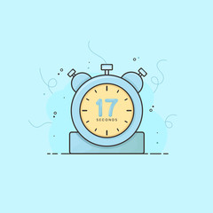 17 seconds alarm clock, timer, stopwatch vector time symbol. 17 seconds vector icon flat illustration.