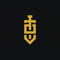 Letter O logo with sword. creative minimal monogram symbol. Universal elegant vector sign design. Premium business logotype. Graphic alphabet symbol for corporate business identity