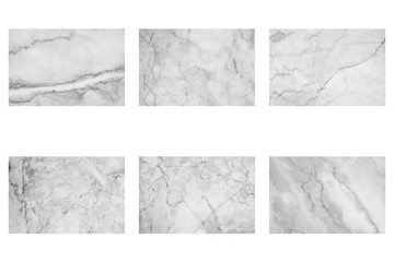 Pattern of stone wall or marble wall set isolated on white background.