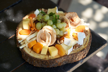 Wine and snack set. Antipasto and catering table