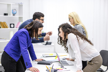 Fototapeta premium Photo of discussion of the important contract of the company.