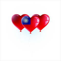 Obraz na płótnie Canvas Heart shaped balloons with colors and flag of TAIWAN vector illustration design. Isolated object.