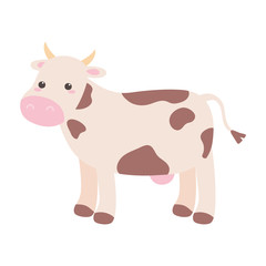 cute cow animal cartoon isolated white background design