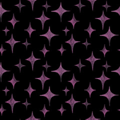 Fototapeta premium Seamless abstract watercolor pattern with pink stars for fabric and decor, party, new year