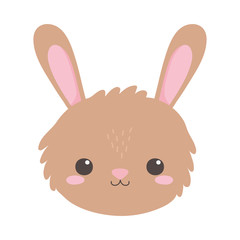 cute rabbit face animal cartoon isolated white background design