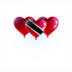 Fototapeta na wymiar Heart shaped balloons with colors and flag of TRINIDAD AND TOBAGO vector illustration design. Isolated object.