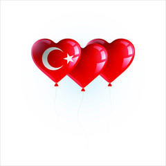 Obraz na płótnie Canvas Heart shaped balloons with colors and flag of TURKEY vector illustration design. Isolated object.