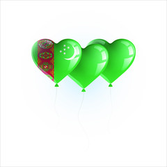 Fototapeta na wymiar Heart shaped balloons with colors and flag of TURKMENISTAN vector illustration design. Isolated object.