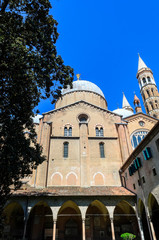 Fototapeta na wymiar The Basilica of St. Anthony (Basilica di Sant'Antonio di Padova) Byzantine-style domes top this vast Catholic edifice, home to noted artworks & St Antony's relics.