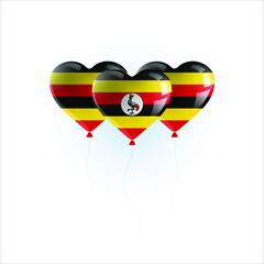 Heart shaped balloons with colors and flag of UGANDA vector illustration design. Isolated object.