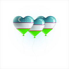 Fototapeta na wymiar Heart shaped balloons with colors and flag of UZBEKISTAN vector illustration design. Isolated object.