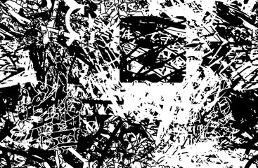 Grunge black and white. Chaotic seamless background. Repeating abstract texture. Monochrome camouflage