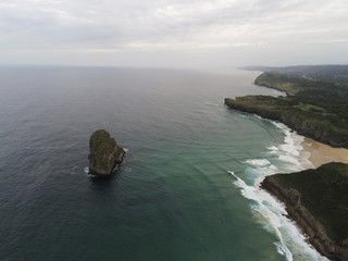 Asturias.  Coastal cliffs landscape in beach of Cue.Spain
