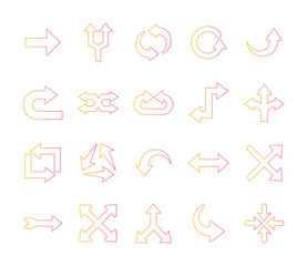 Arrows gradient style bundle of icons design of direction web forward and infographic theme Vector illustration