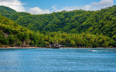 Fototapeta premium An early morning view towards Anse Chastanet Beach, St Lucia