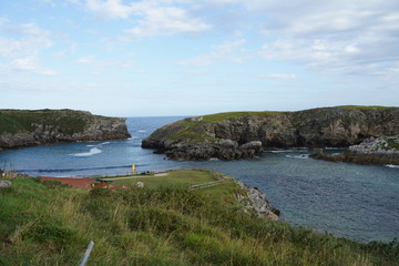 Fototapeta na wymiar Asturias. Coastal cliffs landscape in beach of Cue.Spain