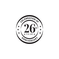 26th year anniversary emblem logo design template